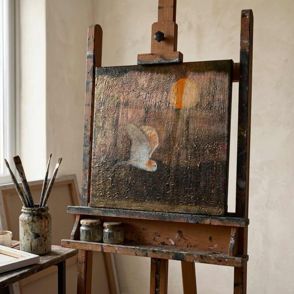 Studio shot with warm-white walls