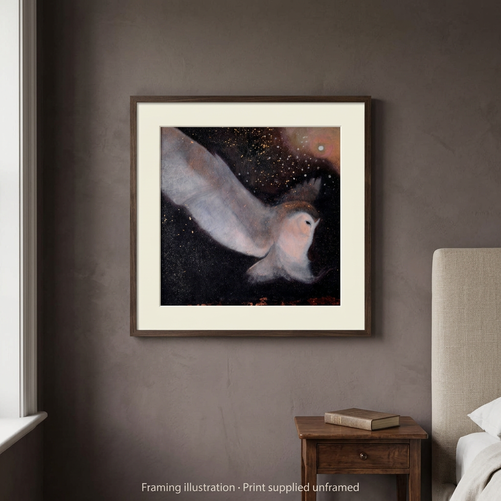 The Soft Night Descending in a smoky mushroom and mauve interior