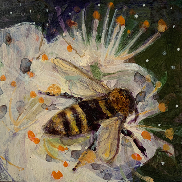 bee painting on panel
